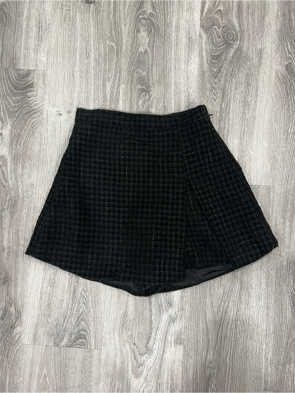 Vintage Black Tweed Mini Skirt from Italy